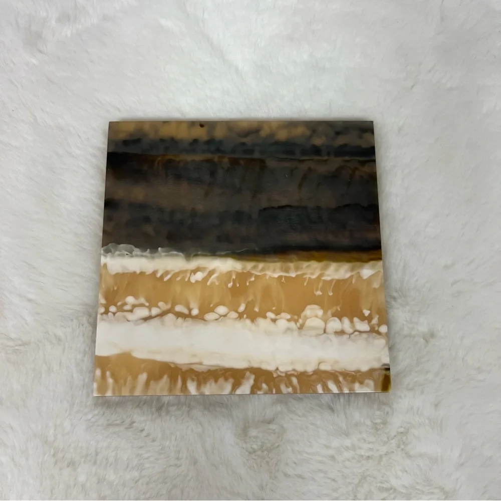 WEST ELM CORDAI SQUARE RESIN COASTERS SET OF 4 IN BROWN